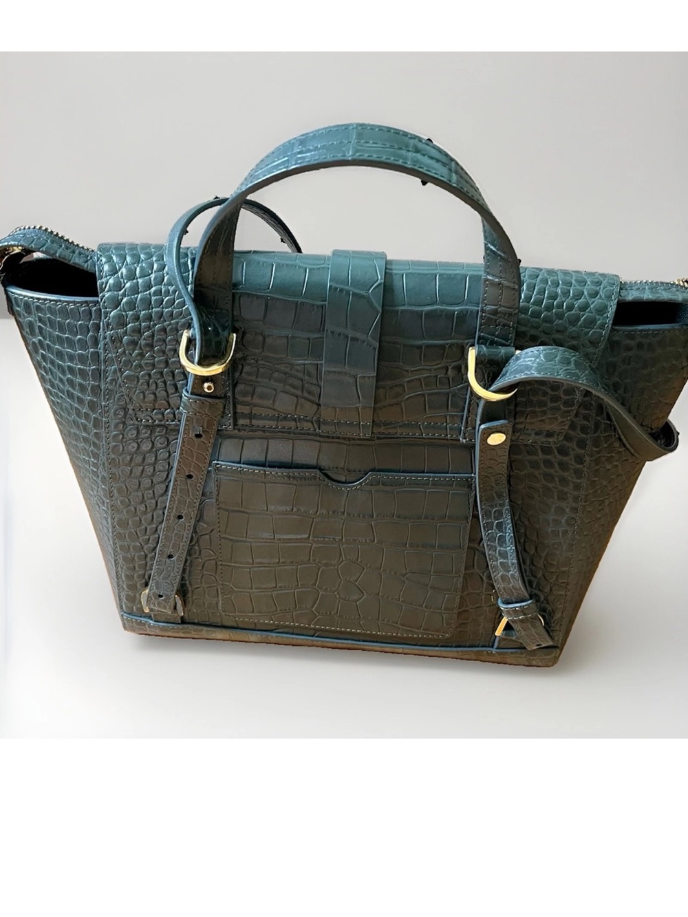 SENREVE Large Maestra Bag β Dragon Forest Green Croc Embossed Leather (NWOT) - Picture 2 of 11